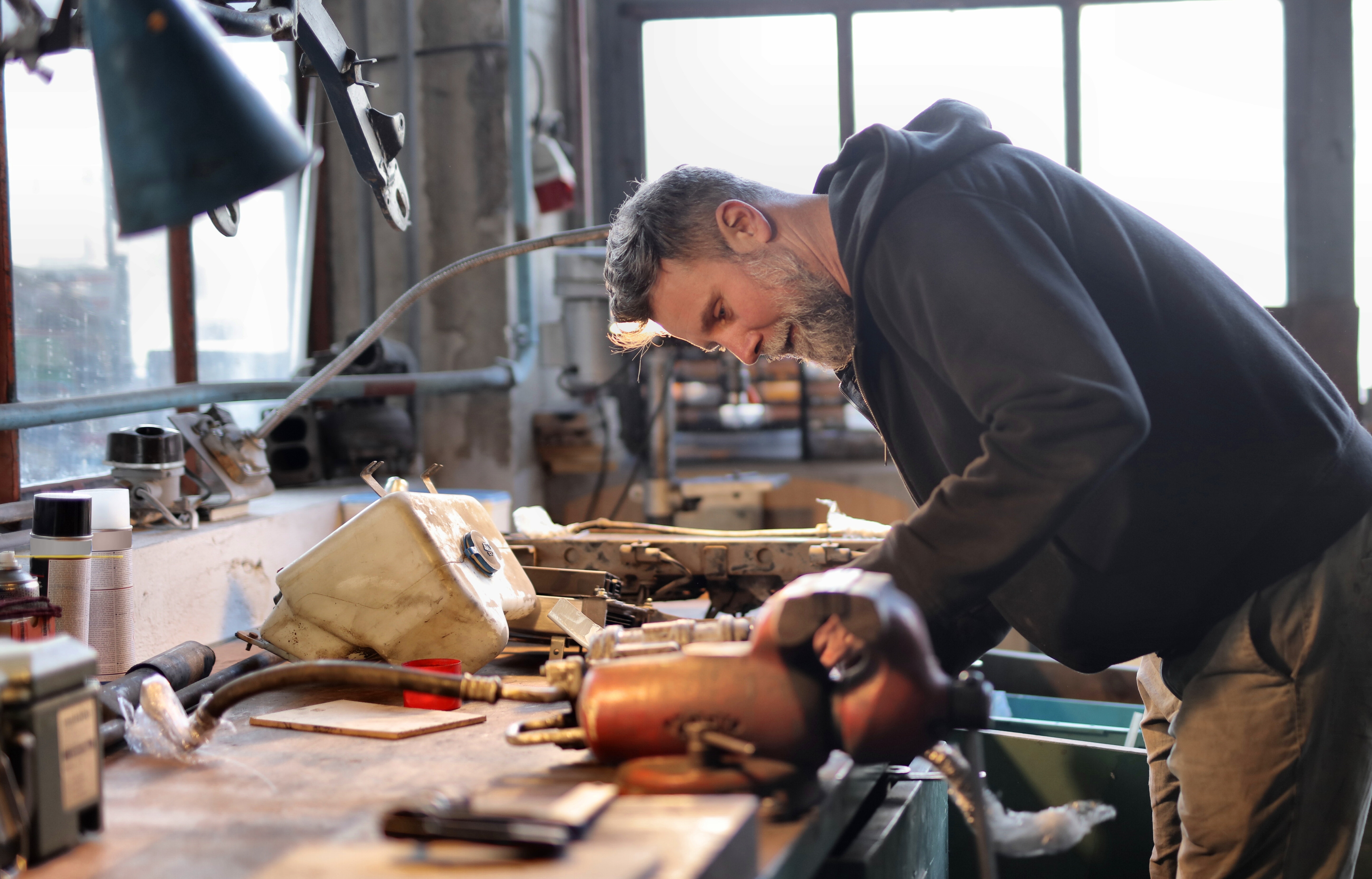 Man working in an industrial workshop.