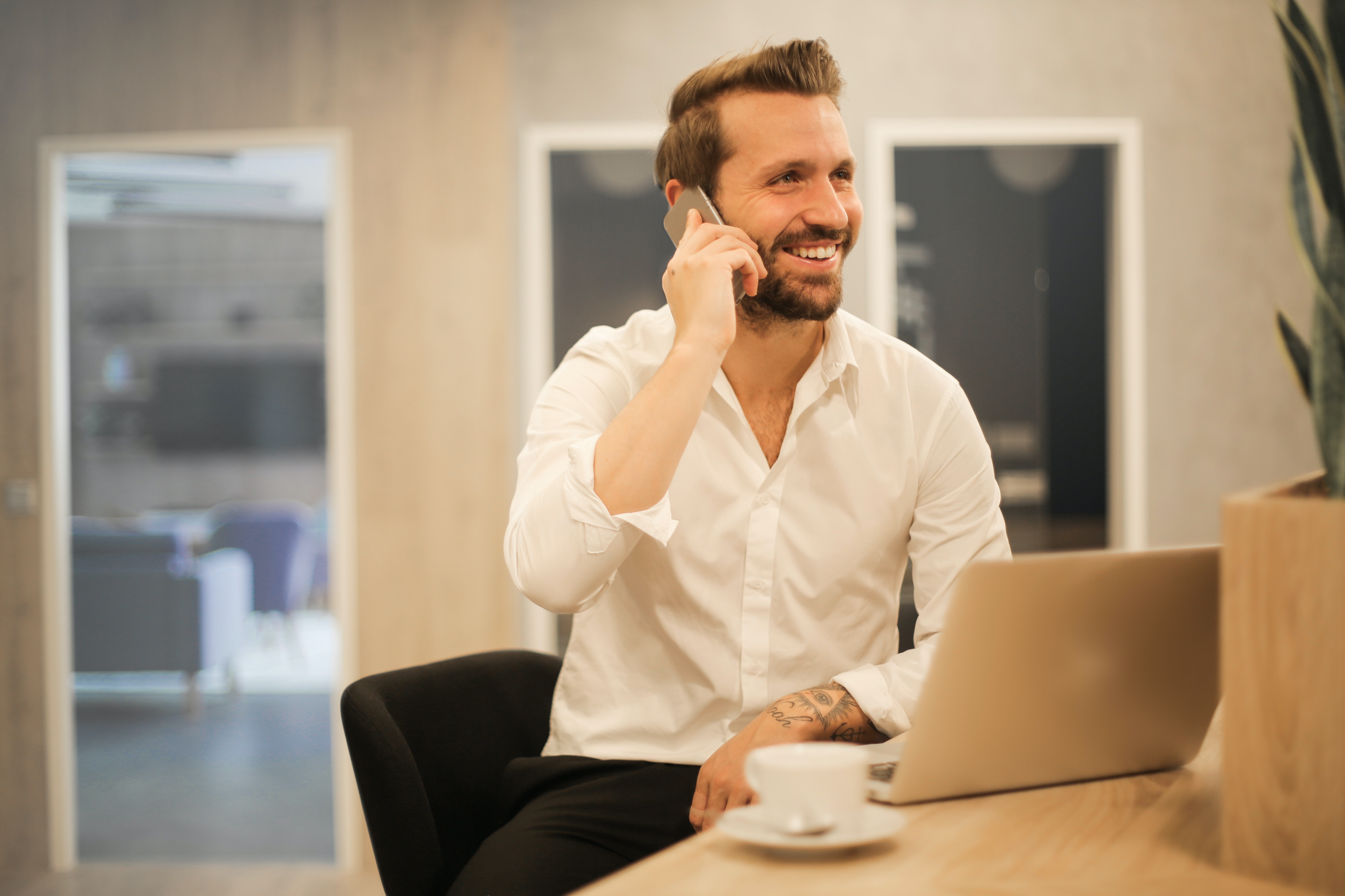 Relieved man after sorting out his finances